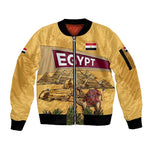 Egyptian Pyramids and Anubis Sleeve Zip Bomber Jacket Camel Caravan Desert - African Pride