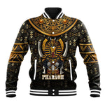 Pharaoh King Tut Egypt Baseball Jacket Hieroglyphic Gold Pattern - African Pride