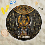 Pharaoh King Tut Egypt Beach Blanket Hieroglyphic Gold Pattern - African Pride