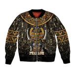 Pharaoh King Tut Egypt Bomber Jacket Hieroglyphic Gold Pattern - African Pride