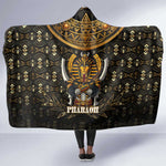 Pharaoh King Tut Egypt Hooded Blanket Hieroglyphic Gold Pattern - African Pride