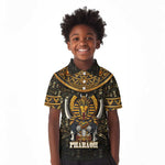 Pharaoh King Tut Egypt Kid Polo Shirt Hieroglyphic Gold Pattern - African Pride
