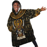 Pharaoh King Tut Egypt Kid Wearable Blanket Hoodie Hieroglyphic Gold Pattern - African Pride