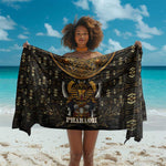 Pharaoh King Tut Egypt Sarong Hieroglyphic Gold Pattern - African Pride