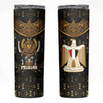 Pharaoh King Tut Egypt Skinny Tumbler Hieroglyphic Gold Pattern - African Pride