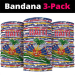 Haiti Christmas Neck Gaiter Blue Red Yellow Xmas Santa Sleigh and Coat of Arms - African Pride
