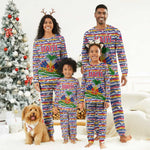 Haiti Christmas Pajama Set Blue Red Yellow Xmas Santa Sleigh and Coat of Arms - African Pride