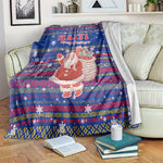 Haiti Christmas Blanket Blue Red Xmas Santa Snowflake and Map - African Pride