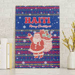 Haiti Christmas Canvas Wall Art Blue Red Xmas Santa Snowflake and Map - African Pride