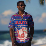 Haiti Christmas Hawaiian Shirt Blue Red Xmas Santa Snowflake and Map - African Pride