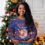 Haiti Christmas Ugly Christmas Sweater Blue Red Xmas Santa Snowflake and Map - African Pride