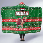 Sudan Christmas Hooded Blanket Green Red Xmas Camel Snowflake and Coat of Arms - African Pride