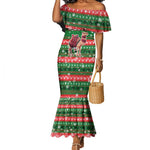 Sudan Christmas Mermaid Dress Green Red Xmas Camel Snowflake and Coat of Arms - African Pride