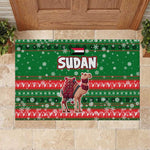 Sudan Christmas Rubber Doormat Green Red Xmas Camel Snowflake and Coat of Arms - African Pride