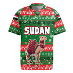 Sudan Christmas Rugby Jersey Green Red Xmas Camel Snowflake and Coat of Arms - African Pride