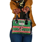 Sudan Christmas Shoulder Handbag Green Red Xmas Camel Snowflake and Coat of Arms - African Pride
