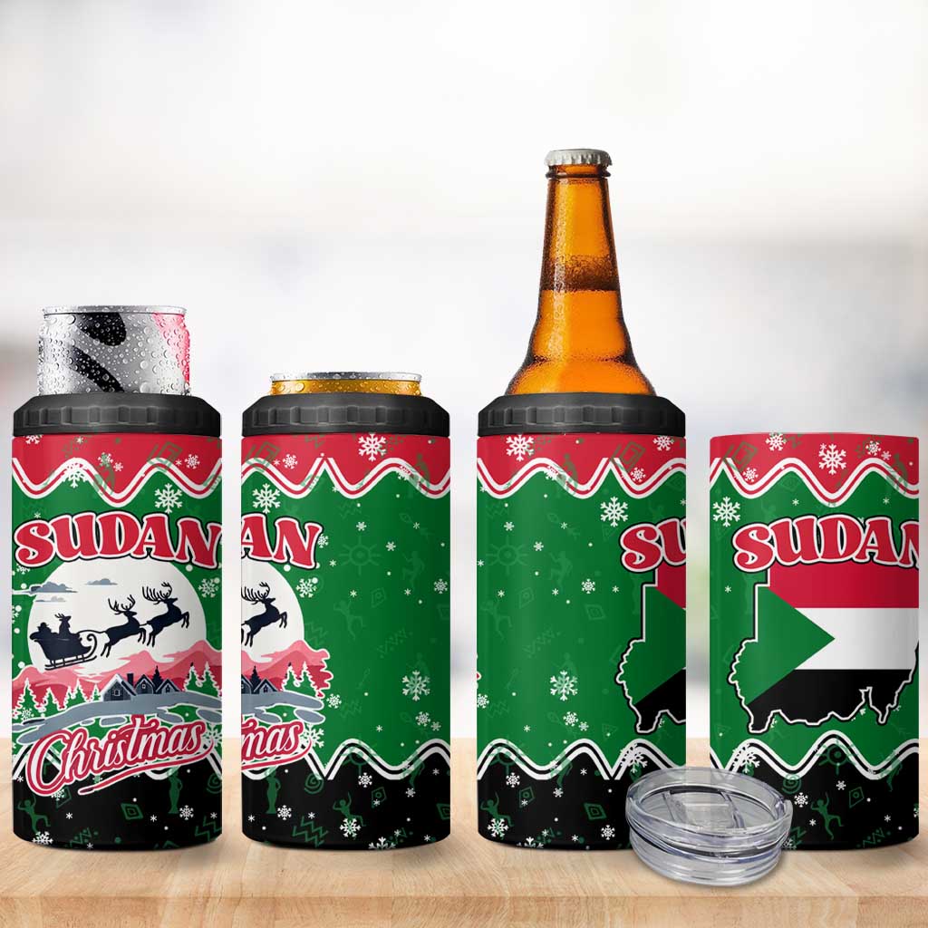 Sudan Christmas 4 in 1 Can Cooler Tumbler Red Green Black Xmas Santa Sleigh and Map - African Pride