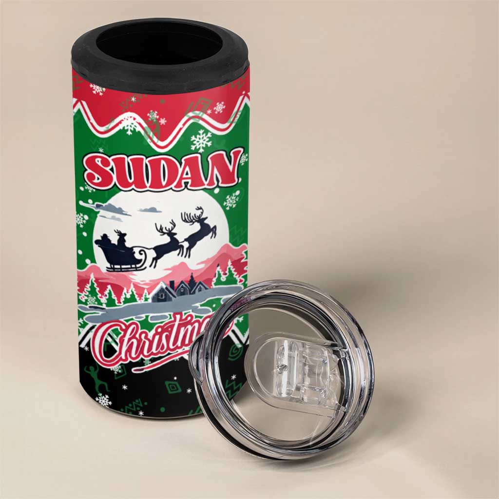 Sudan Christmas 4 in 1 Can Cooler Tumbler Red Green Black Xmas Santa Sleigh and Map - African Pride
