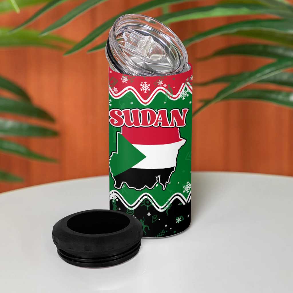 Sudan Christmas 4 in 1 Can Cooler Tumbler Red Green Black Xmas Santa Sleigh and Map - African Pride