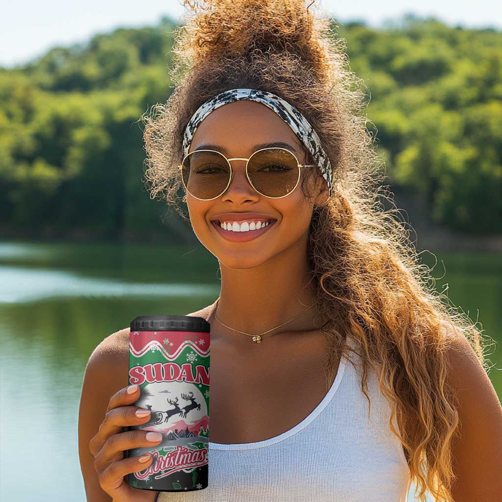 Sudan Christmas 4 in 1 Can Cooler Tumbler Red Green Black Xmas Santa Sleigh and Map - African Pride