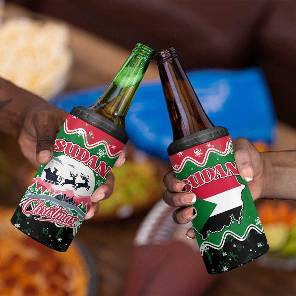 Sudan Christmas 4 in 1 Can Cooler Tumbler Red Green Black Xmas Santa Sleigh and Map - African Pride