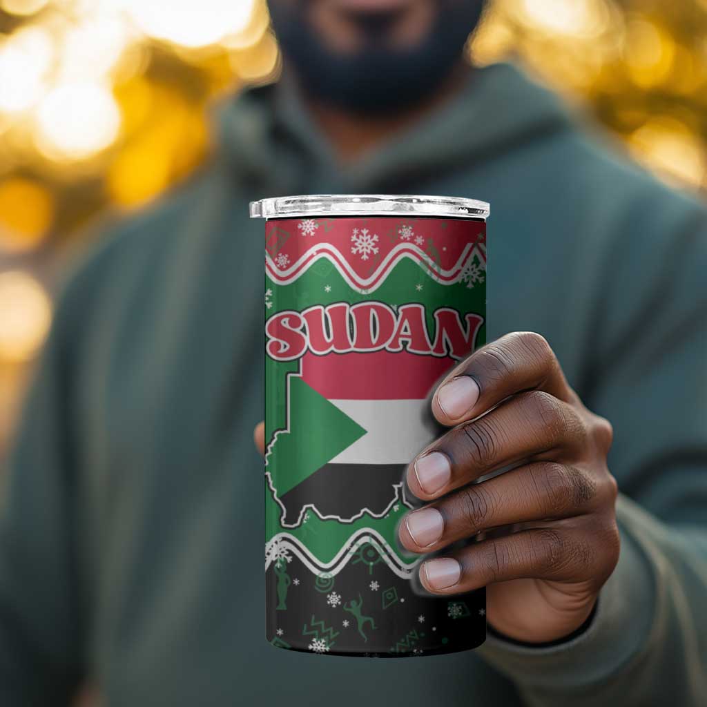 Sudan Christmas 4 in 1 Can Cooler Tumbler Red Green Black Xmas Santa Sleigh and Map - African Pride