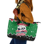Sudan Christmas Leather Tote Bag Red Green Black Xmas Santa Sleigh and Map - African Pride