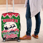 Sudan Christmas Luggage Cover Red Green Black Xmas Santa Sleigh and Map - African Pride