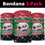 Sudan Christmas Neck Gaiter Red Green Black Xmas Santa Sleigh and Map - African Pride