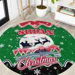 Sudan Christmas Round Carpet Red Green Black Xmas Santa Sleigh and Map - African Pride
