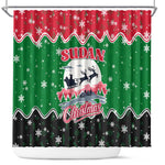 Sudan Christmas Shower Curtain Red Green Black Xmas Santa Sleigh and Map - African Pride