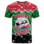 Sudan Christmas T shirt Red Green Black Xmas Santa Sleigh and Map - African Pride