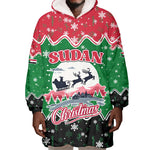 Sudan Christmas Wearable Blanket Hoodie Red Green Black Xmas Santa Sleigh and Map - African Pride
