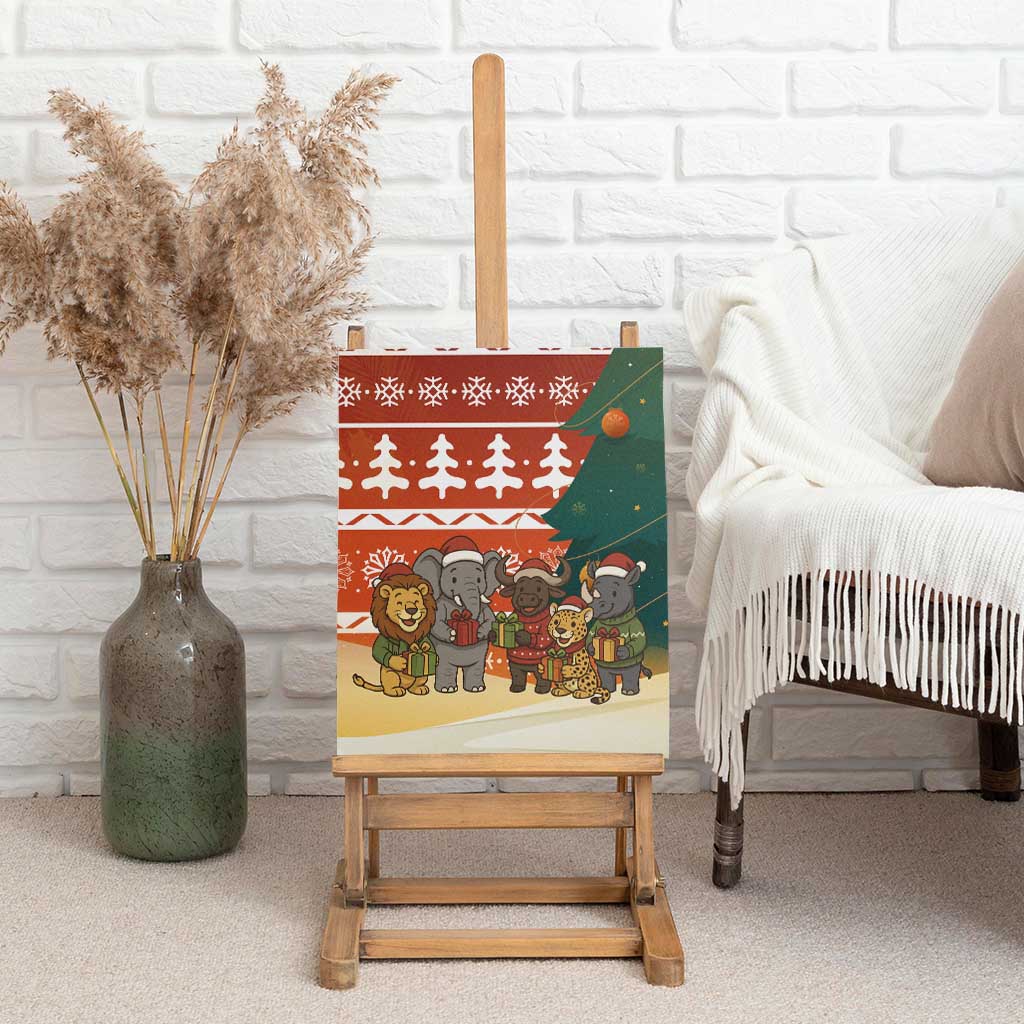 Zambia Christmas Canvas Wall Art African Animals Tree Snowflakes and National Emblem - African Pride