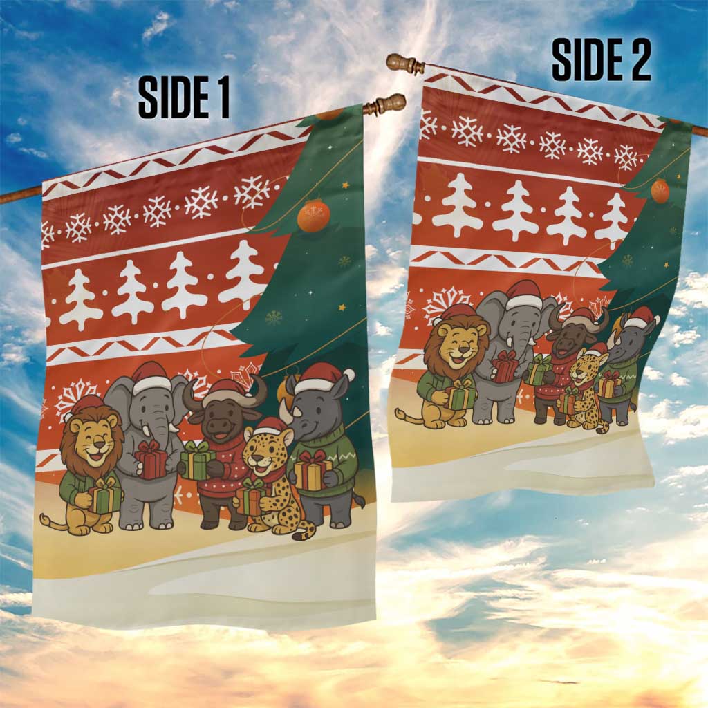 Zambia Christmas Garden Flag African Animals Tree Snowflakes and National Emblem - African Pride
