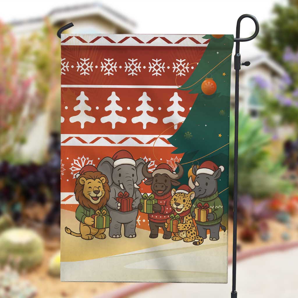 Zambia Christmas Garden Flag African Animals Tree Snowflakes and National Emblem - African Pride