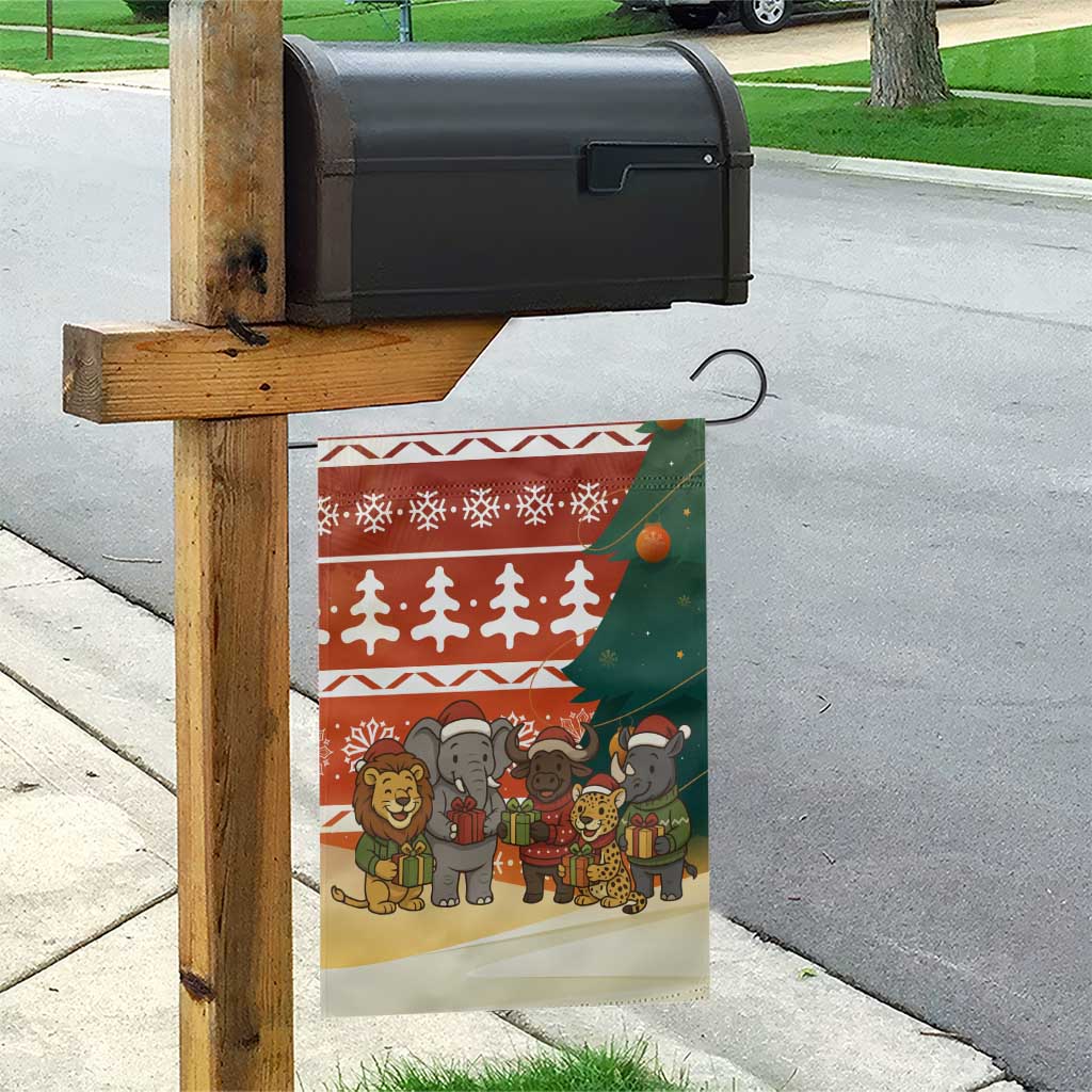 Zambia Christmas Garden Flag African Animals Tree Snowflakes and National Emblem - African Pride