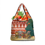 Zambia Christmas Grocery Bag African Animals Tree Snowflakes and National Emblem - African Pride
