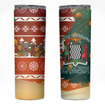 Zambia Christmas Skinny Tumbler African Animals Tree Snowflakes and National Emblem - African Pride