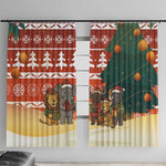 Zambia Christmas Window Curtain African Animals Tree Snowflakes and National Emblem - African Pride