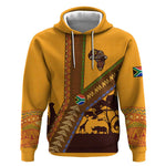 South Africa Flag Hoodie Tribal Africa Heritage - Wildlife Silhouettes in Earthy