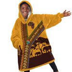South Africa Flag Kid Wearable Blanket Hoodie Tribal Africa Heritage - Wildlife Silhouettes in Earthy
