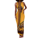 South Africa Flag Tank Maxi Dress Tribal Africa Heritage - Wildlife Silhouettes in Earthy