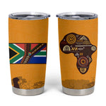 South Africa Flag Tumbler Cup Tribal Africa Heritage - Wildlife Silhouettes in Earthy