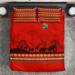 Wildlife South Africa Bedding Set Tribal Pattern National Flag Safari Silhouettes