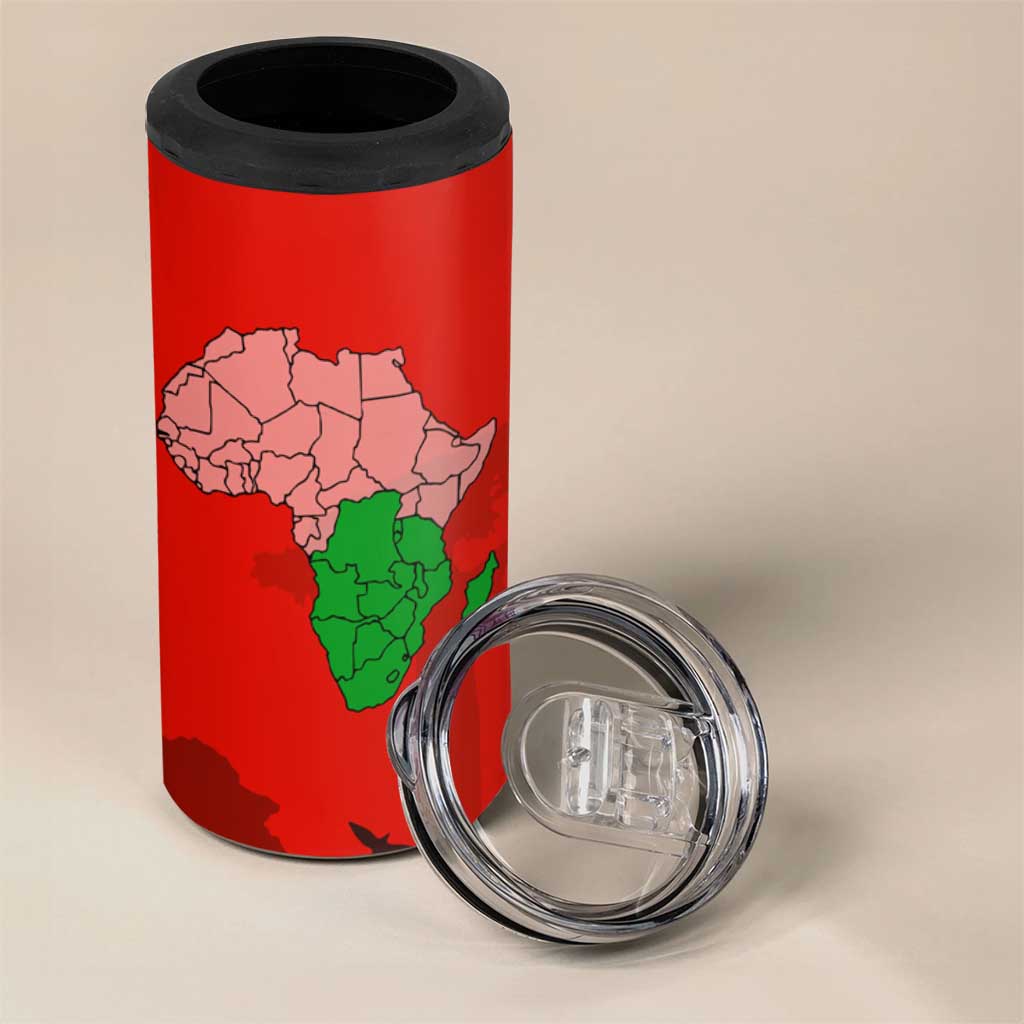 Wildlife South Africa 4 in 1 Can Cooler Tumbler Tribal Pattern National Flag Safari Silhouettes