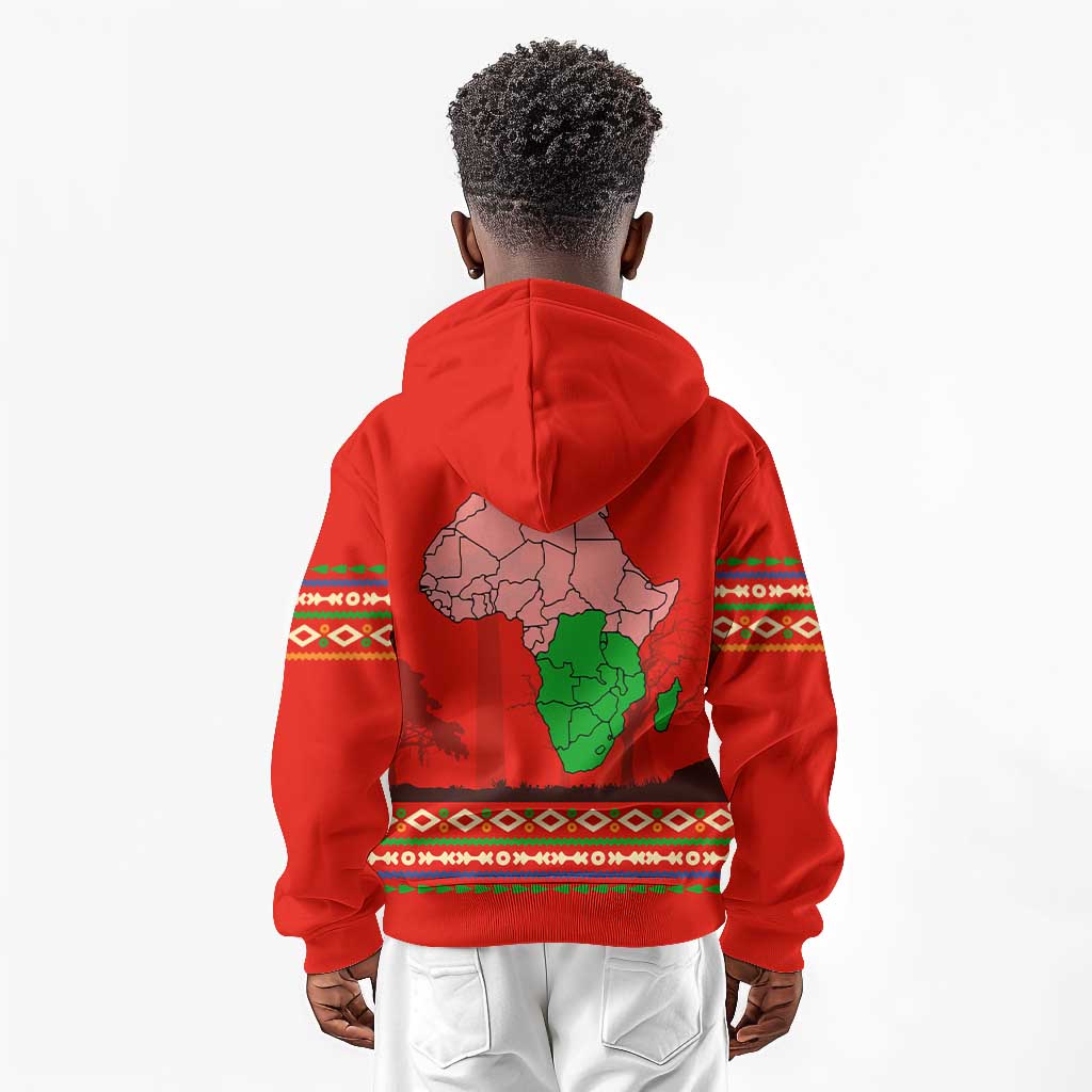 Wildlife South Africa Kid Hoodie Tribal Pattern National Flag Safari Silhouettes