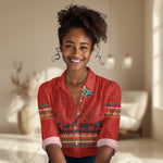 Wildlife South Africa Women Casual Shirt Tribal Pattern National Flag Safari Silhouettes