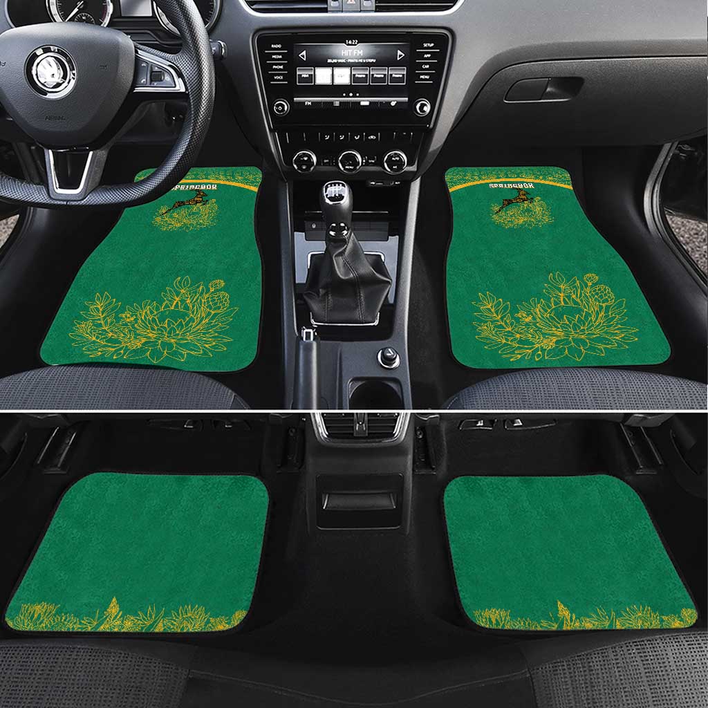 South Africa Springboks Car Mats with Tribal Antelope Design and Floral Accents