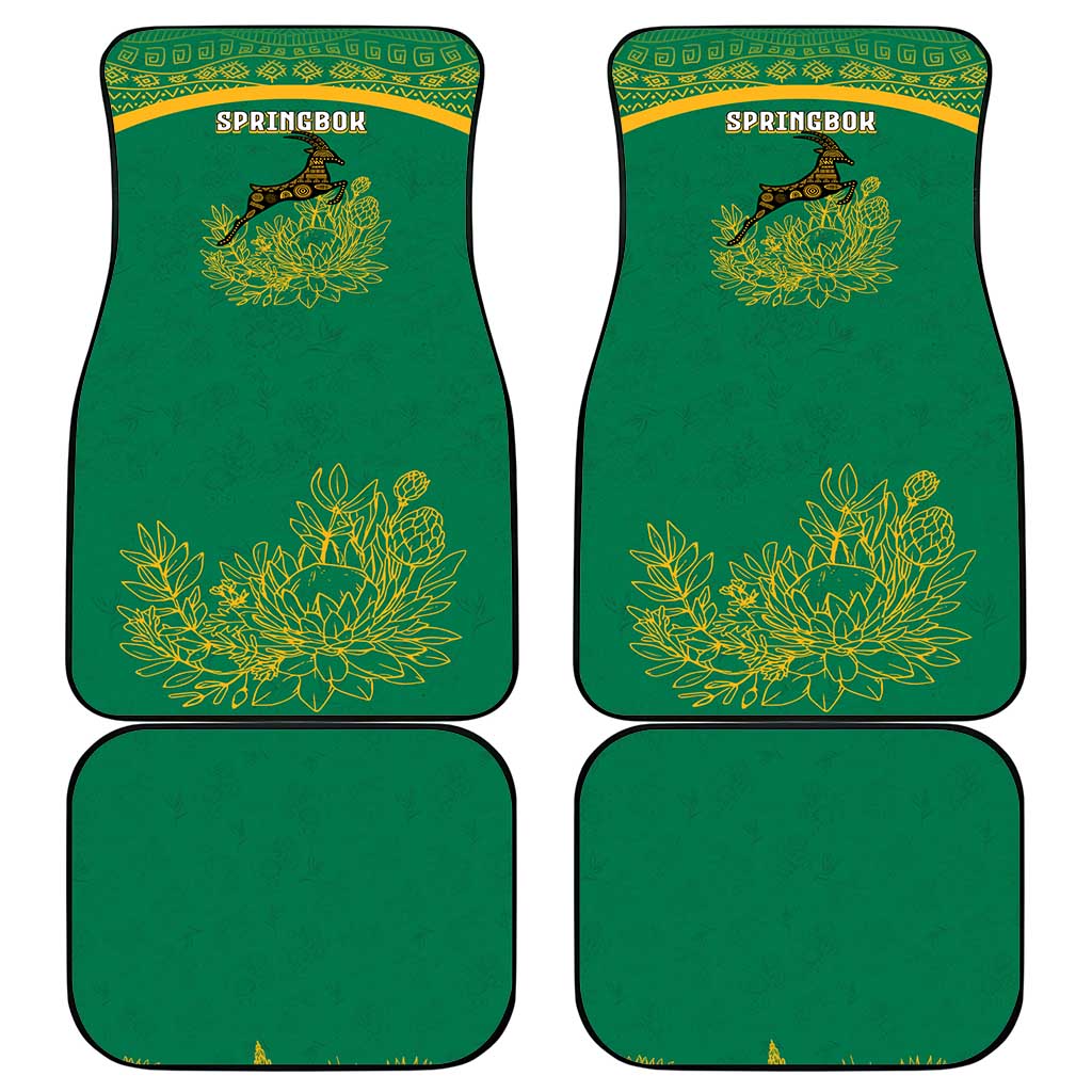 South Africa Springboks Car Mats with Tribal Antelope Design and Floral Accents
